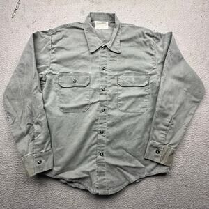 Vintage 70s Sager Glove Flame Resistant Canvas Work Shirt Mens Large Long Sleeve